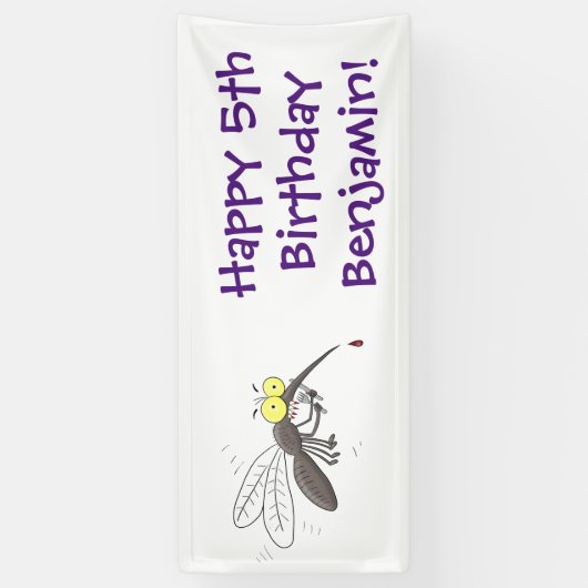 蚊おもしろい虫漫画イラストレーション 横断幕 (縦)