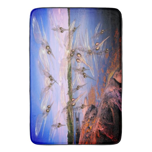 蚊が群がり、スカンジナビアのフィヨルド バスマット (正面縦)