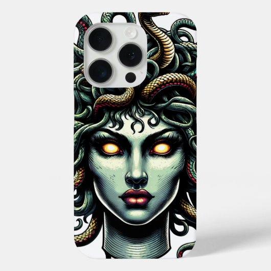 蛇だらけのメデューサの顔 グリーン Case-Mate iPhoneケース (裏面)