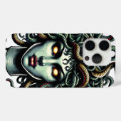 蛇だらけのメデューサの顔 グリーン Case-Mate iPhoneケース (裏面 (横))