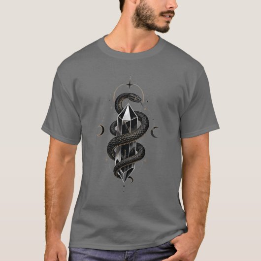 蛇とクリスタルのグラフィックTシャツ Tシャツ (正面)