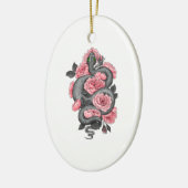 蛇と桃のバラ セラミックオーナメント (左)