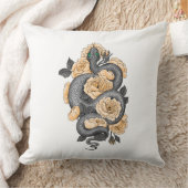 蛇と黄色のバラ クッション (ブランケット)
