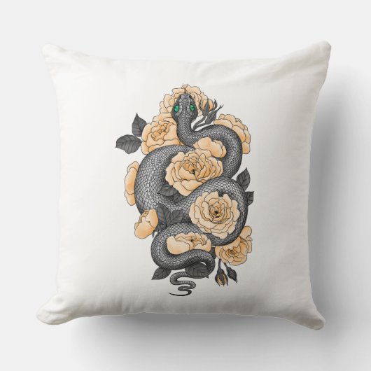蛇と黄色のバラ クッション (正面)