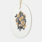 蛇と黄色のバラ セラミックオーナメント (左)