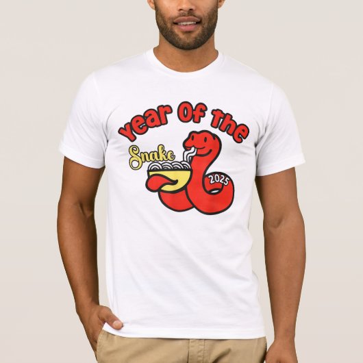蛇の年2025ラーメン恋人かわいい蛇 Tシャツ (正面)