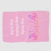 蛇の頭と牙、私の体、私の選択、私の投票 ゴルフタオル (横)