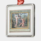 蛇を持つアダムそしてイブ、tからのイラストレーション メタルオーナメント (左)