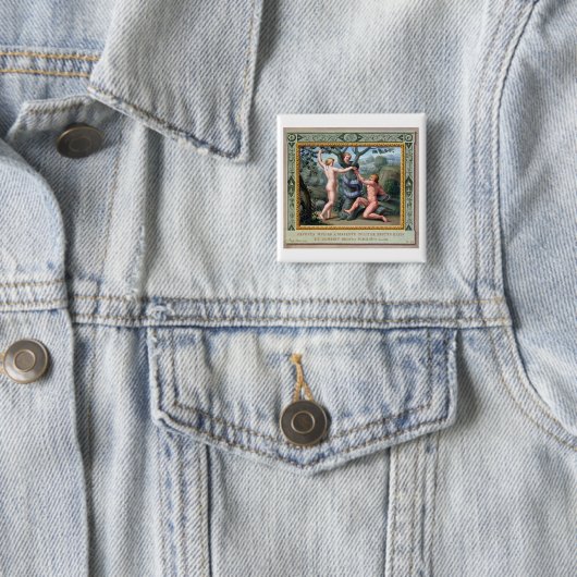 蛇を持つアダムそしてイブ、tからのイラストレーション 缶バッジ (インサイチュ)