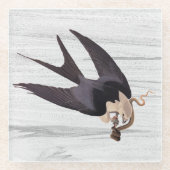 蛇を灰色に丸めた尾の鷹を素朴飲む ガラスコースター (正面)