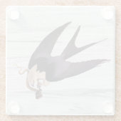 蛇を灰色に丸めた尾の鷹を素朴飲む ガラスコースター (裏面)