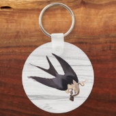 蛇を灰色に丸めた尾の鷹を素朴飲む キーホルダー (正面)