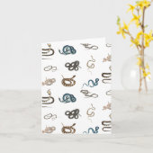 蛇カラフル爬虫類動物模様 カード (黄色い花)