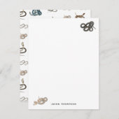 蛇カラフル爬虫類動物模様 ノートカード (正面/裏面)