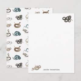 蛇カラフル爬虫類動物模様 ノートカード