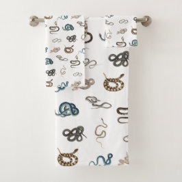 蛇カラフル爬虫類動物模様 バスタオルセット