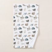 蛇カラフル爬虫類動物模様 バスタオルセット (ハンドタオル)