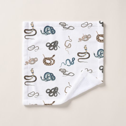 蛇カラフル爬虫類動物模様 バスタオルセット (ウォッシュタオル)