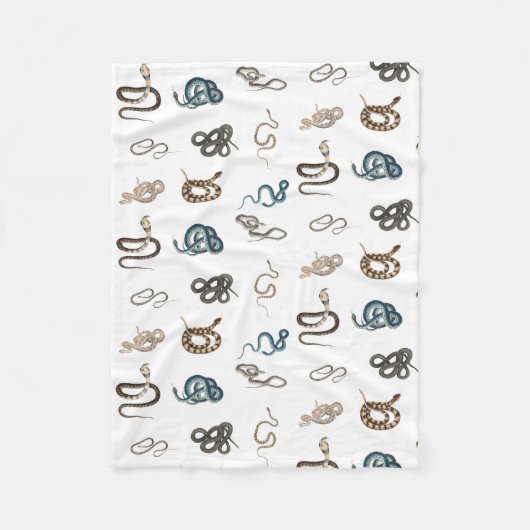蛇カラフル爬虫類動物模様 フリースブランケット (正面)