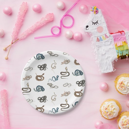 蛇カラフル爬虫類動物模様 ペーパープレート (パーティー)