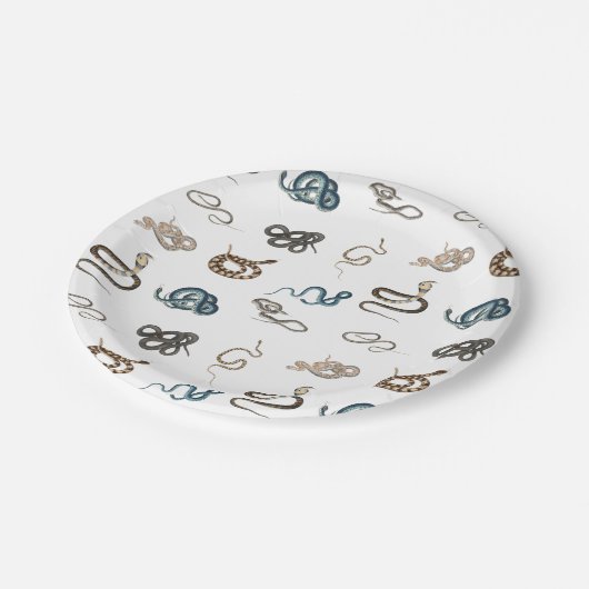 蛇カラフル爬虫類動物模様 ペーパープレート (アングル)