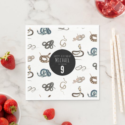 蛇カラフル爬虫類動物誕生会 スタンダードランチョンナプキン (インサイチュ)