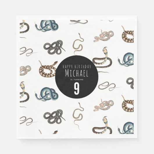 蛇カラフル爬虫類動物誕生会 スタンダードランチョンナプキン (正面)