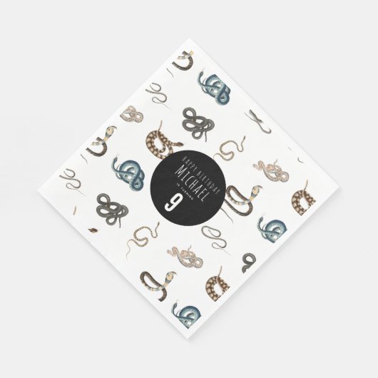 蛇カラフル爬虫類動物誕生会 スタンダードランチョンナプキン (角)