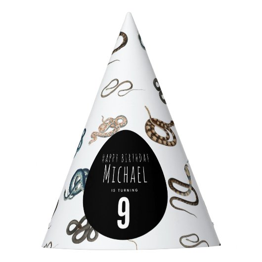 蛇カラフル爬虫類動物誕生会 パーティーハット (正面)