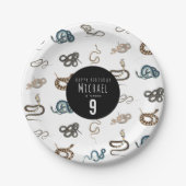 蛇カラフル爬虫類動物誕生会 ペーパープレート (正面)