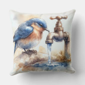 蛇口から水が流れ出るブルーバード クッション (裏面)