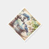 蛇口に2羽のブルーバード スタンダードカクテルナプキン (角)