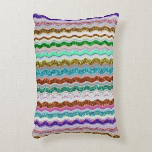 蛇皮に似た波ストライプ状の色 アクセントクッション (正面(垂直))