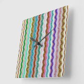 蛇皮に似た波ストライプ状の色 スクエア壁時計 (傾斜)
