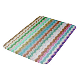 蛇皮に似た波ストライプ状の色 バスマット