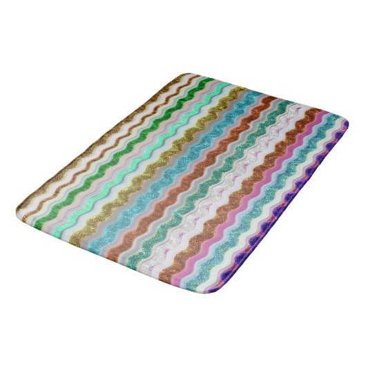 蛇皮に似た波ストライプ状の色 バスマット (アングル)