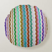 蛇皮に似た波ストライプ状の色 ラウンドクッション (正面)