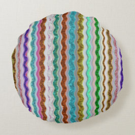 蛇皮に似た波ストライプ状の色 ラウンドクッション