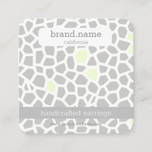 蛇皮グレー手作りジュエリー表示ホルダ スクエア名刺 (正面)
