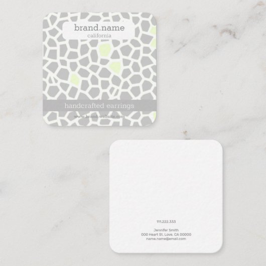 蛇皮グレー手作りジュエリー表示ホルダ スクエア名刺 (正面/裏面)