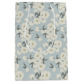 蛇紋石の牡丹 – 白と薄い青 ミディアムペーパーバッグ (正面)