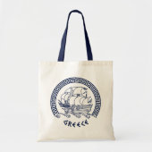 蛇行伝統的の中のギリシャの船のモチーフ トートバッグ (正面)