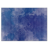 蛇霊動物装飾ガラス切断板 カッティングボード (正面)