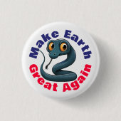 蛇、再び地球を素晴らし作る、かわいい環境 缶バッジ (正面)