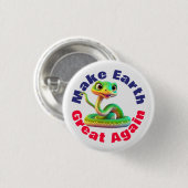 蛇、再び地球を素晴らし作る、かわいい環境 缶バッジ (正面&裏面)