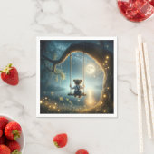 蛍で木を揺らすテディベア スタンダードカクテルナプキン (インサイチュ)