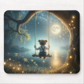 蛍で木を揺らすテディベア マウスパッド (正面)