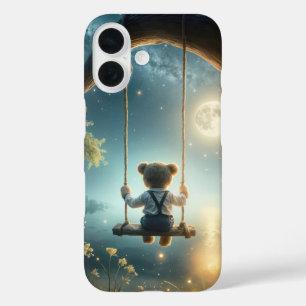 蛍で木を揺らすテディベア iPhone 16ケース