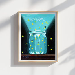 蛍の絵画 ヨハネの福音書 1:5 聖書の言葉 ポスター