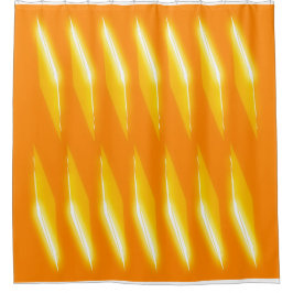 蛍光オレンジと白い菱形パターン シャワーカーテン